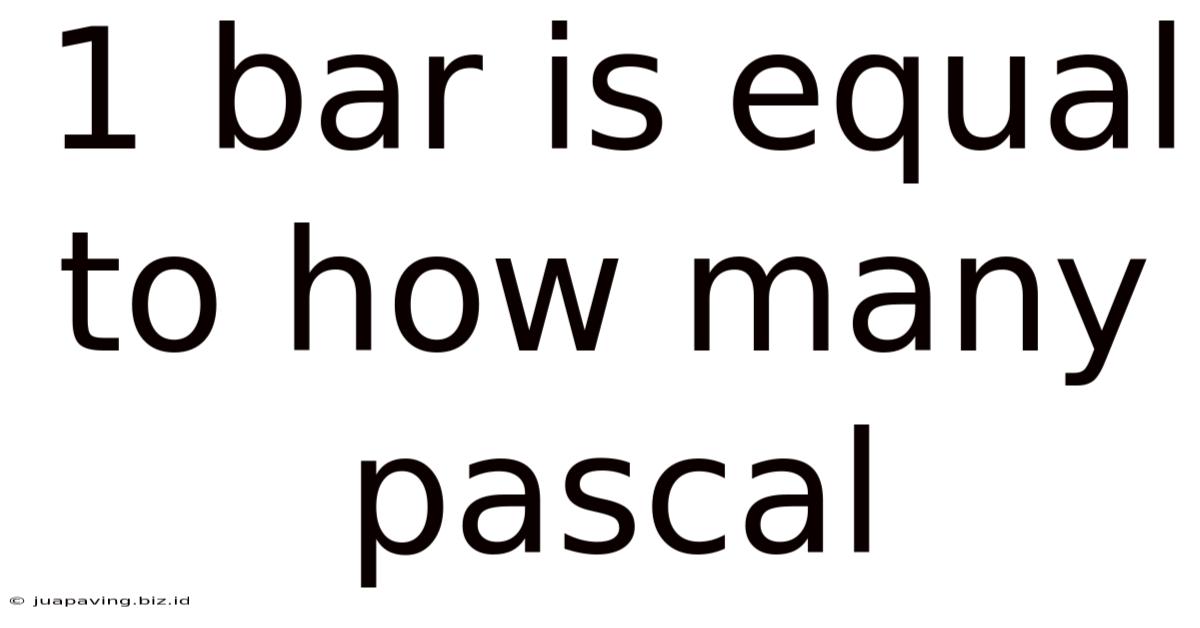 1 Bar Is Equal To How Many Pascal