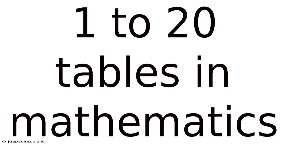 1 To 20 Tables In Mathematics