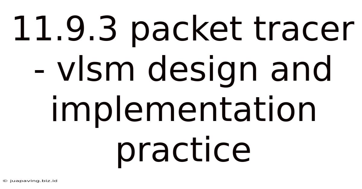 11.9.3 Packet Tracer - Vlsm Design And Implementation Practice