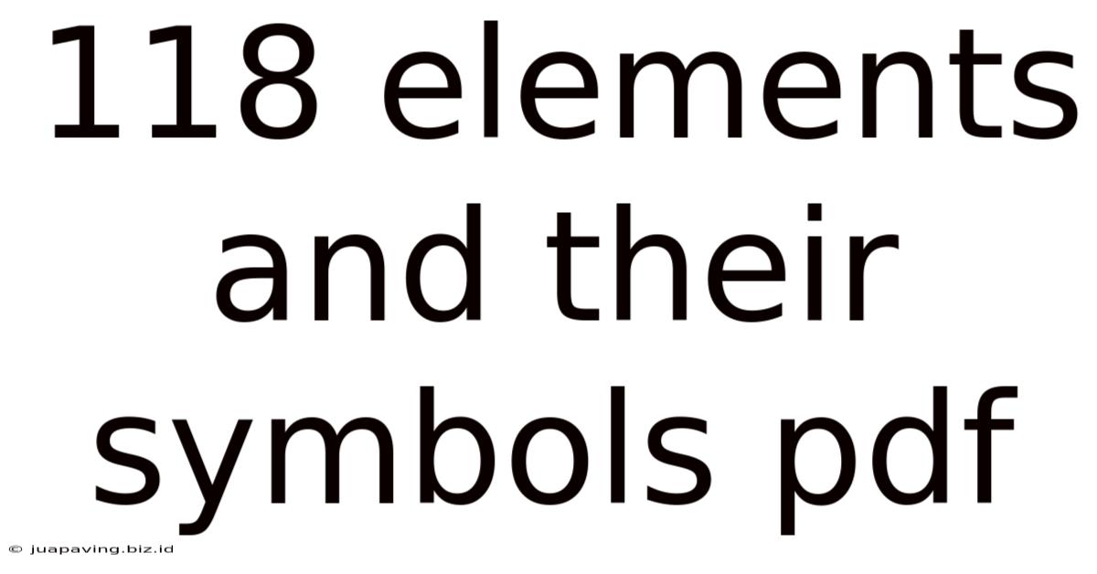 118 Elements And Their Symbols Pdf