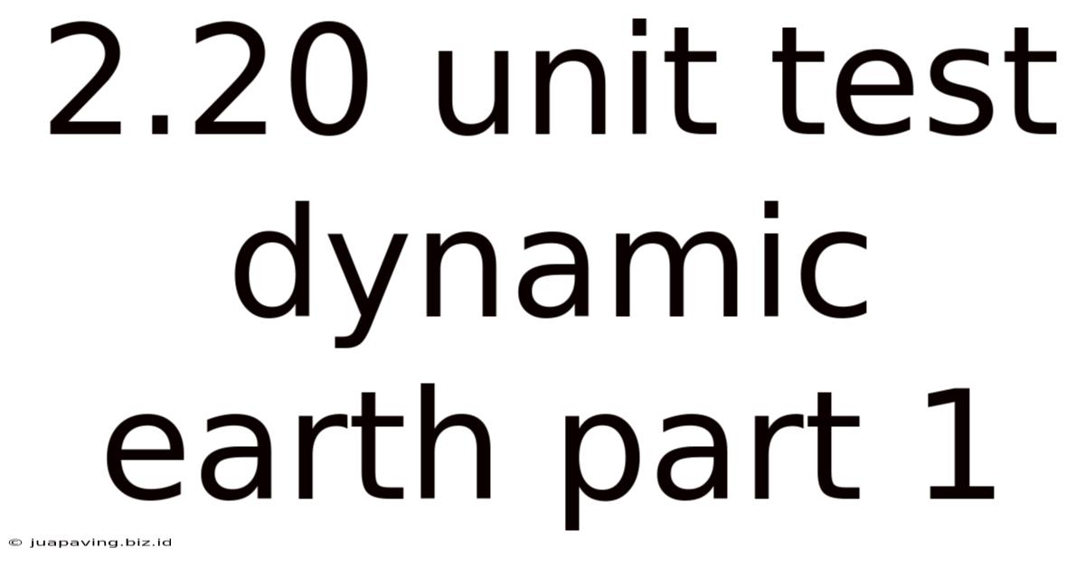 2.20 Unit Test Dynamic Earth Part 1