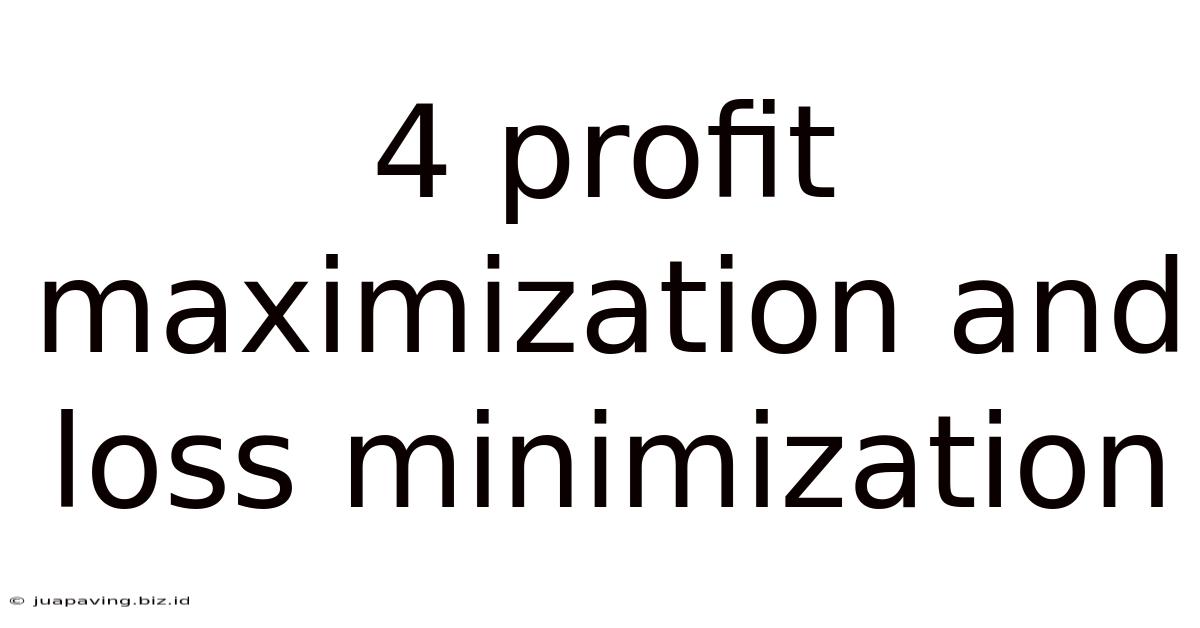 4 Profit Maximization And Loss Minimization