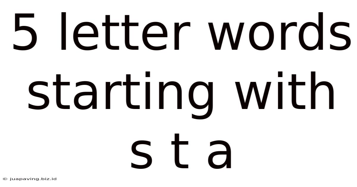 5 Letter Words Starting With S T A