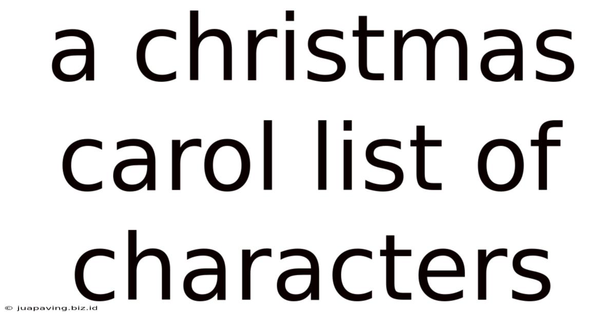 A Christmas Carol List Of Characters
