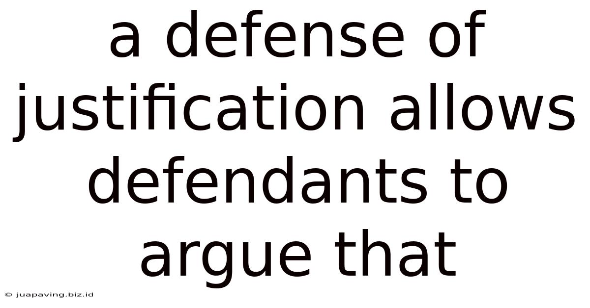 A Defense Of Justification Allows Defendants To Argue That