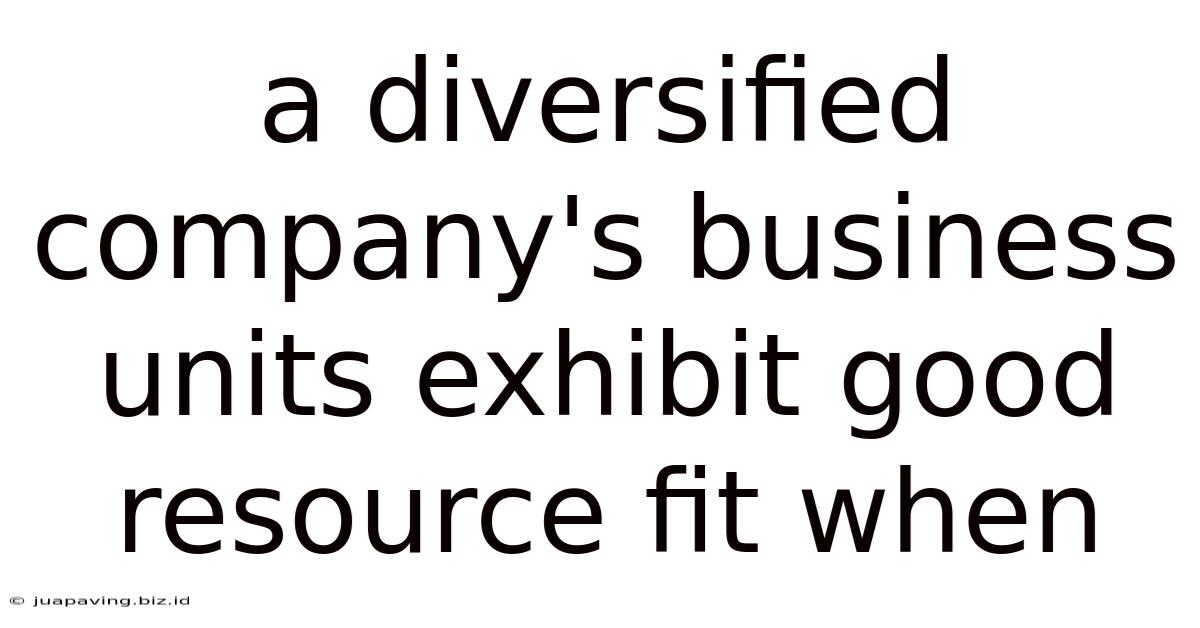 A Diversified Company's Business Units Exhibit Good Resource Fit When