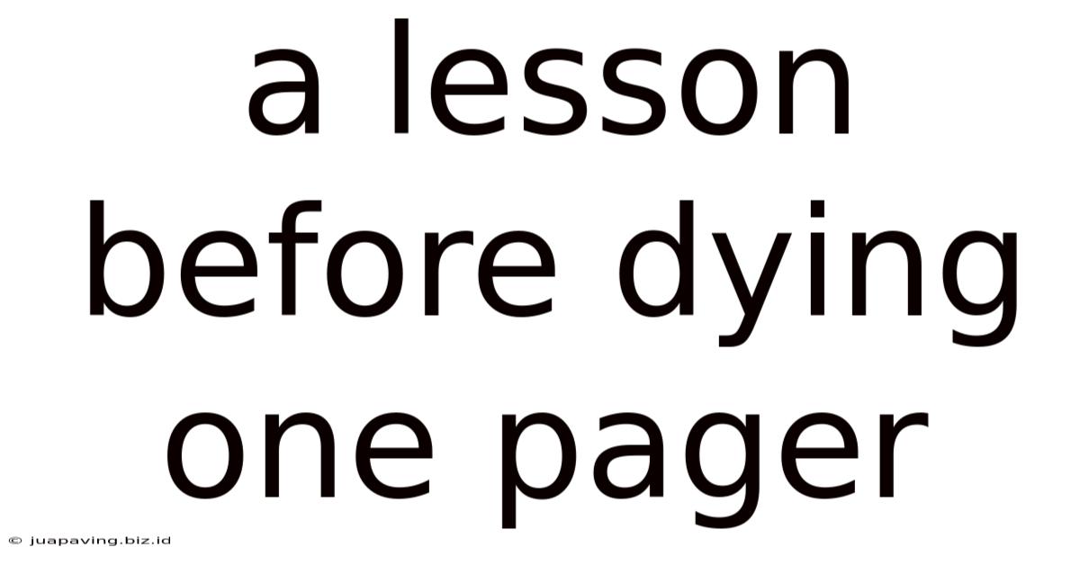 A Lesson Before Dying One Pager