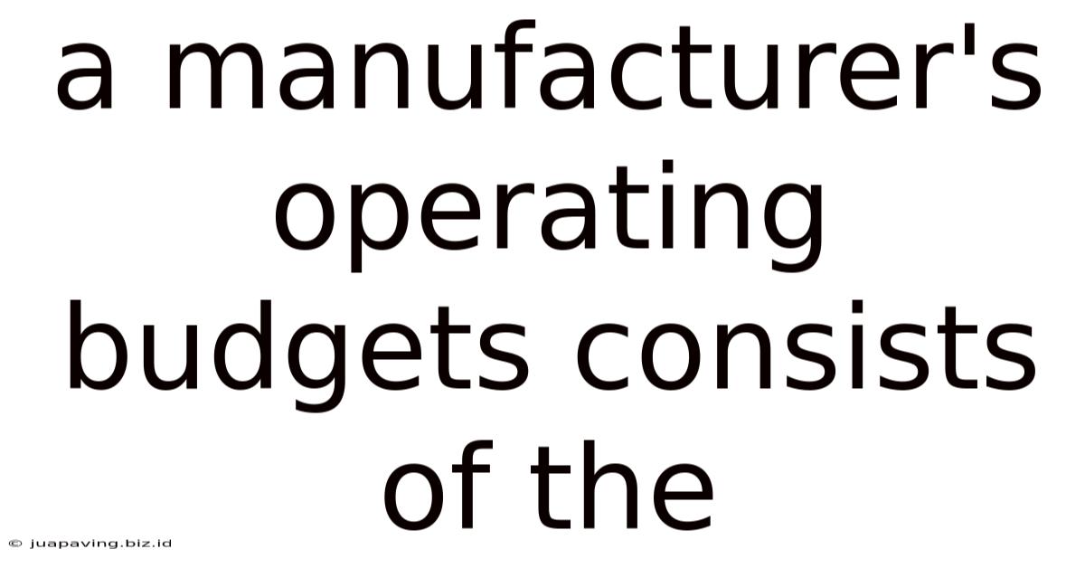 A Manufacturer's Operating Budgets Consists Of The