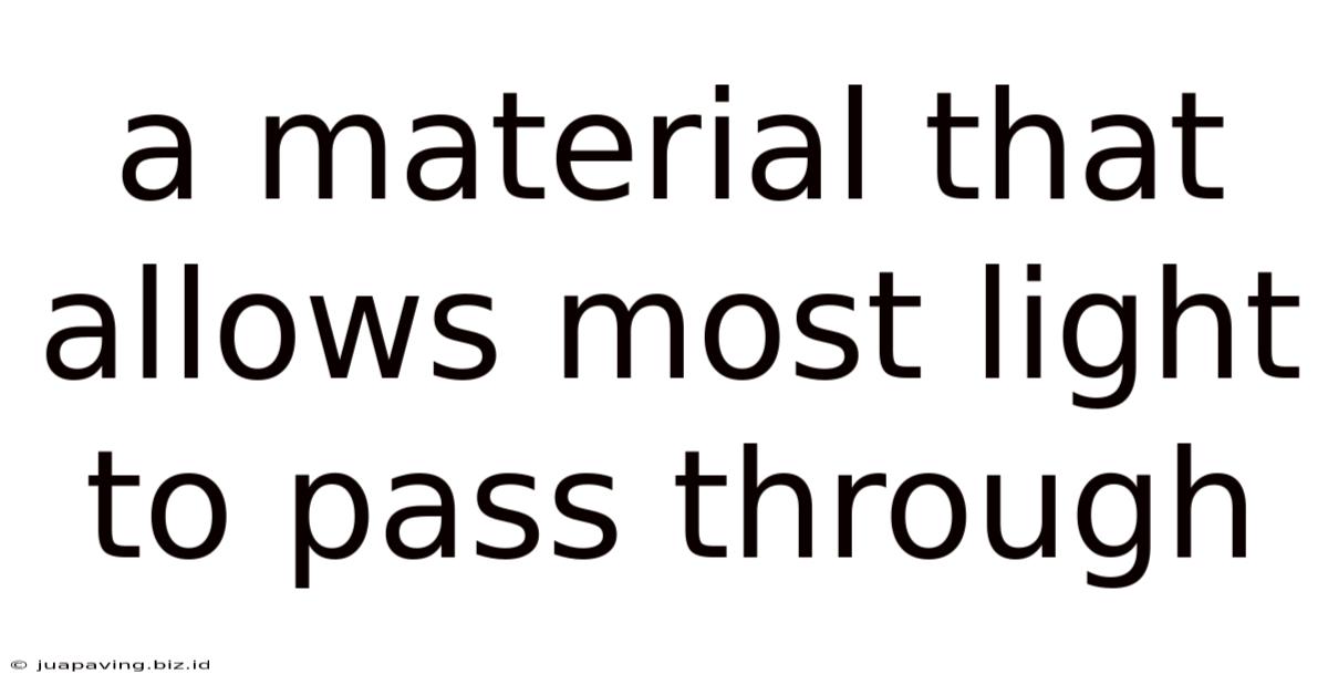 A Material That Allows Most Light To Pass Through