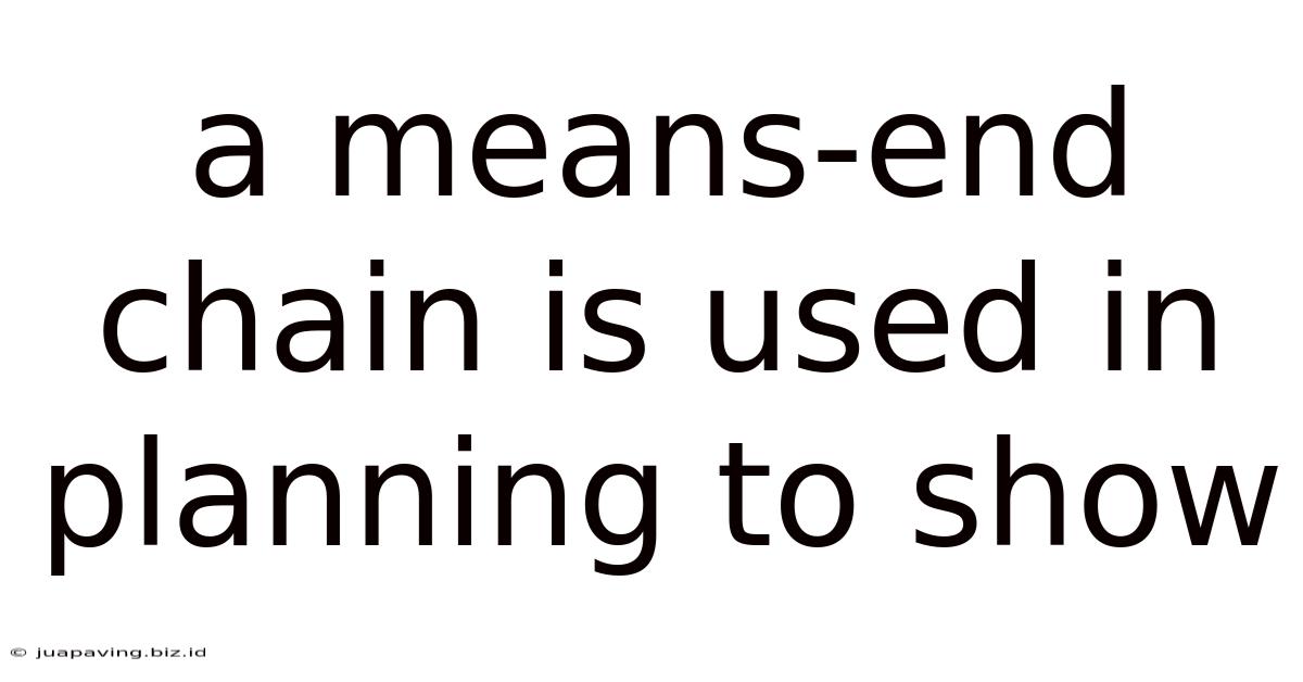 A Means-end Chain Is Used In Planning To Show