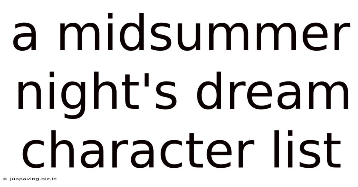 A Midsummer Night's Dream Character List