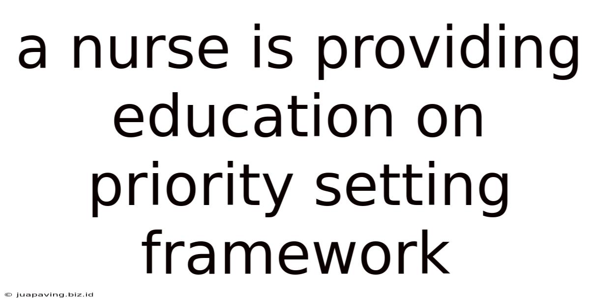 A Nurse Is Providing Education On Priority Setting Framework