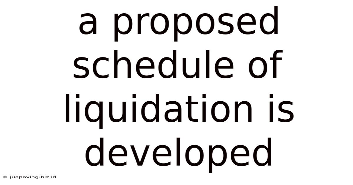 A Proposed Schedule Of Liquidation Is Developed