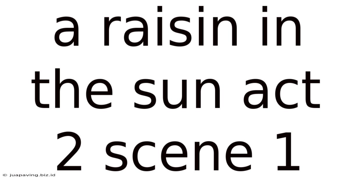 A Raisin In The Sun Act 2 Scene 1