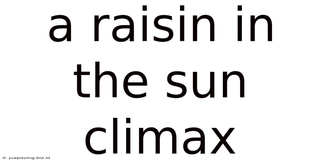 A Raisin In The Sun Climax