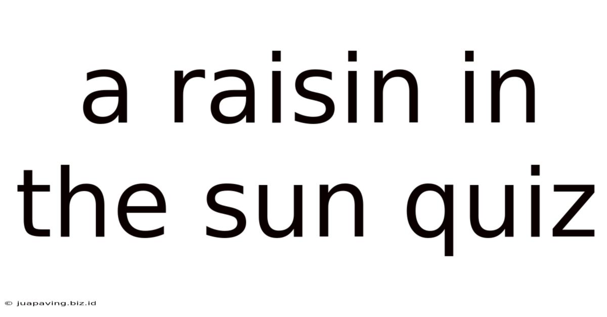 A Raisin In The Sun Quiz