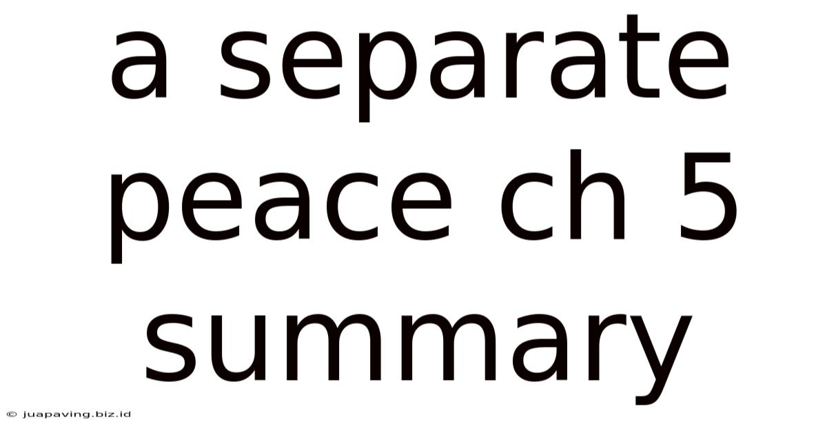 A Separate Peace Ch 5 Summary