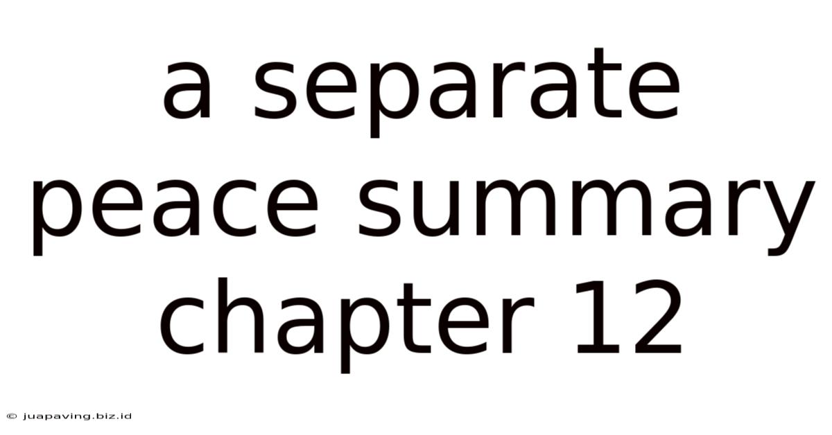 A Separate Peace Summary Chapter 12