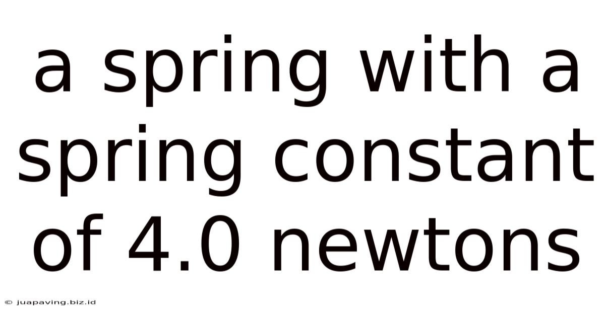 A Spring With A Spring Constant Of 4.0 Newtons