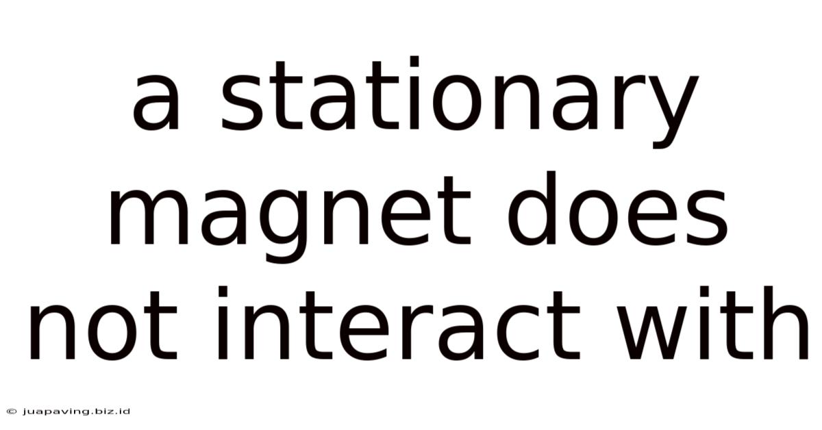 A Stationary Magnet Does Not Interact With