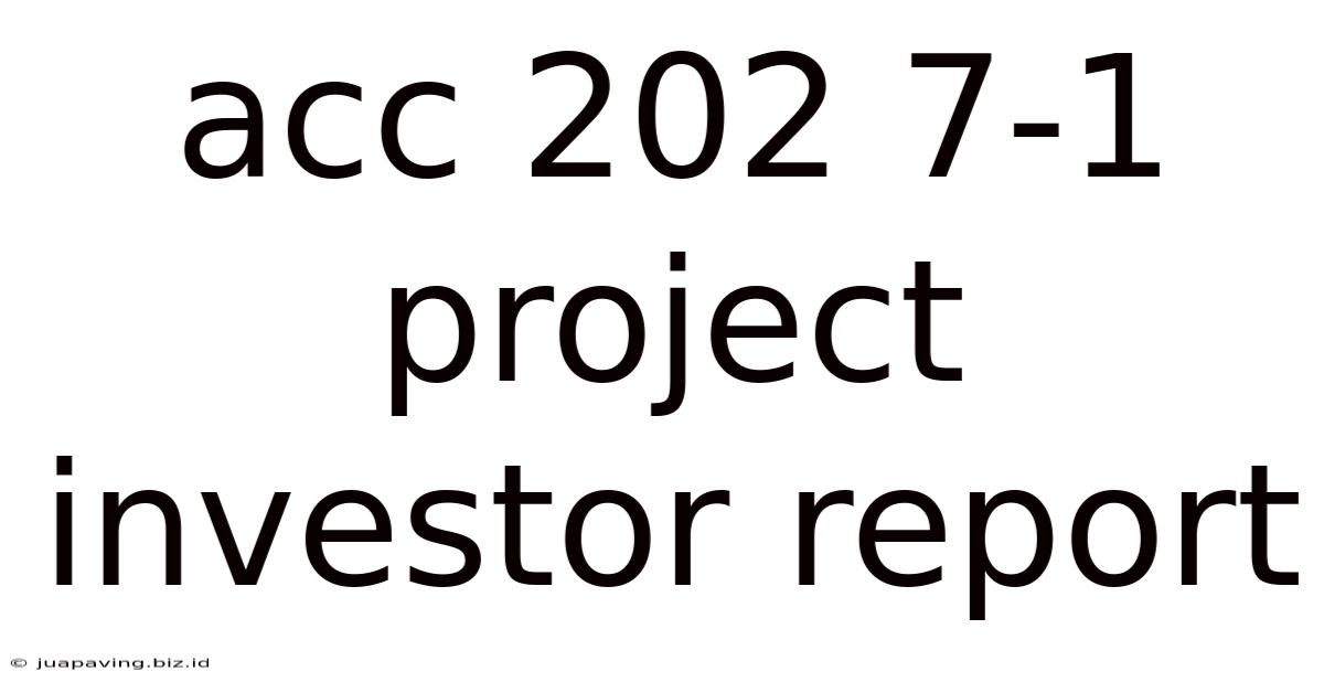 Acc 202 7-1 Project Investor Report