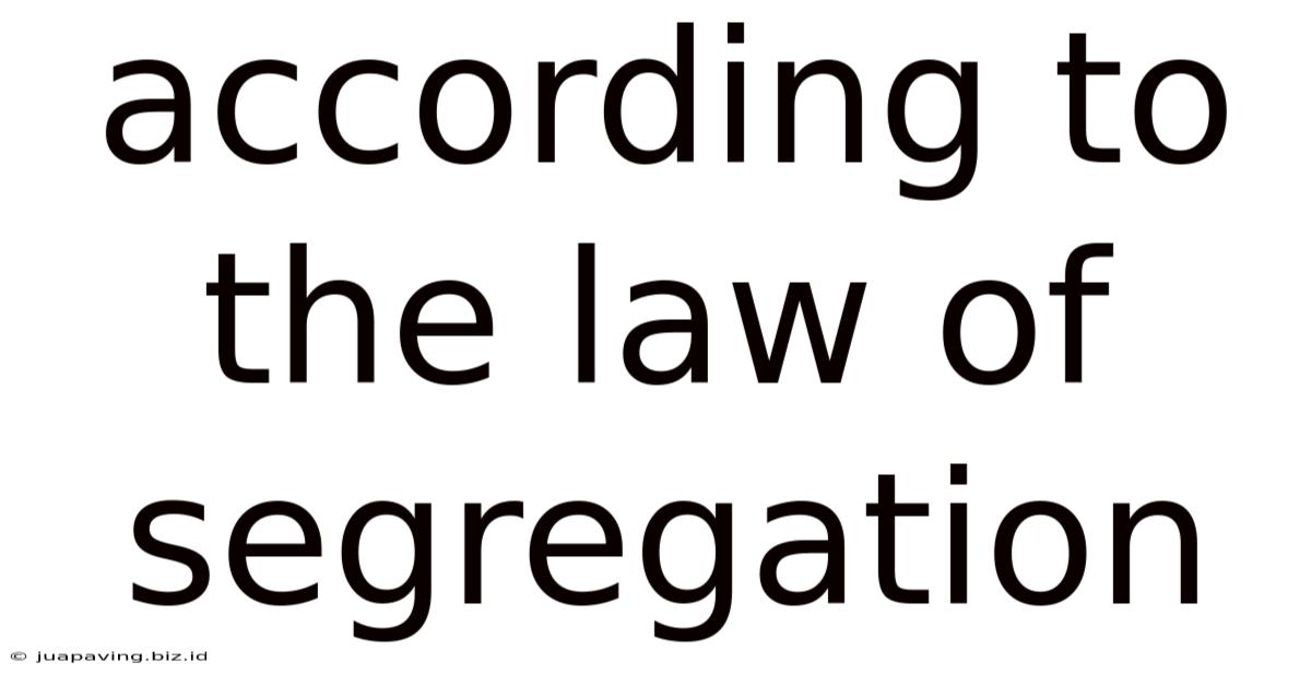 According To The Law Of Segregation