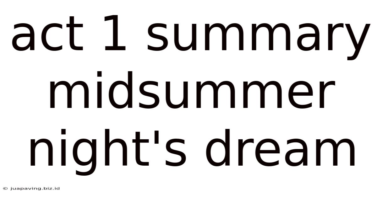 Act 1 Summary Midsummer Night's Dream