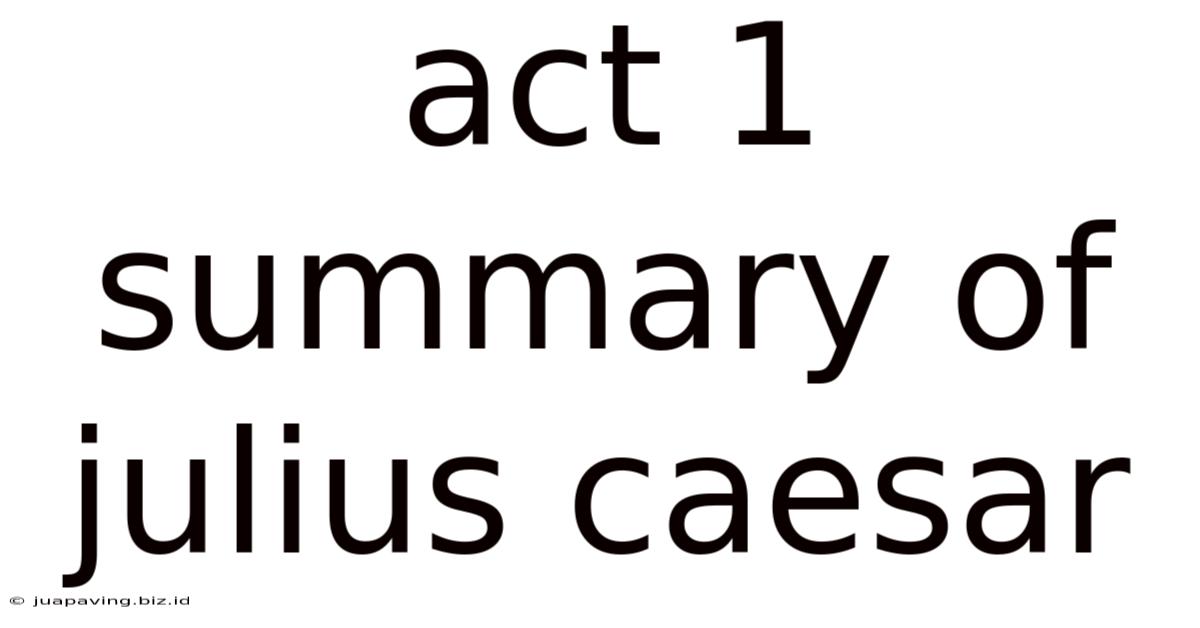 Act 1 Summary Of Julius Caesar