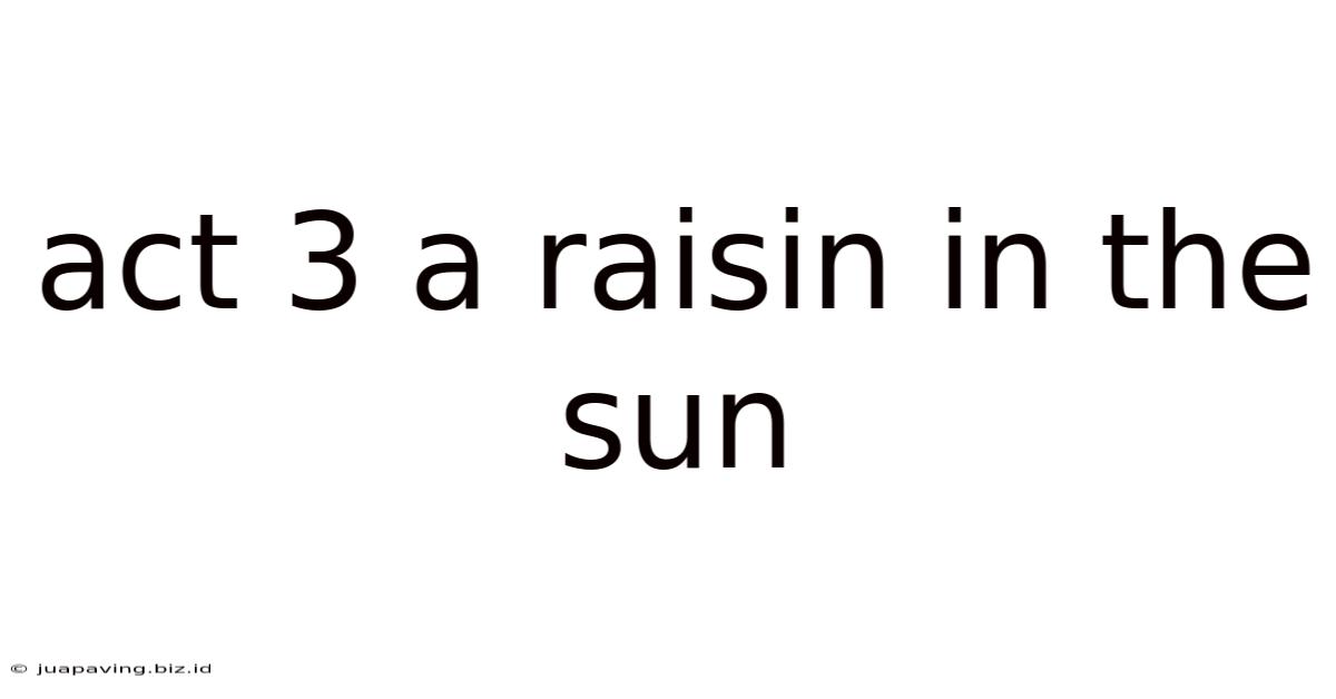 Act 3 A Raisin In The Sun