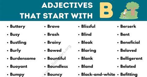 Adjectives That Start With The Letter B