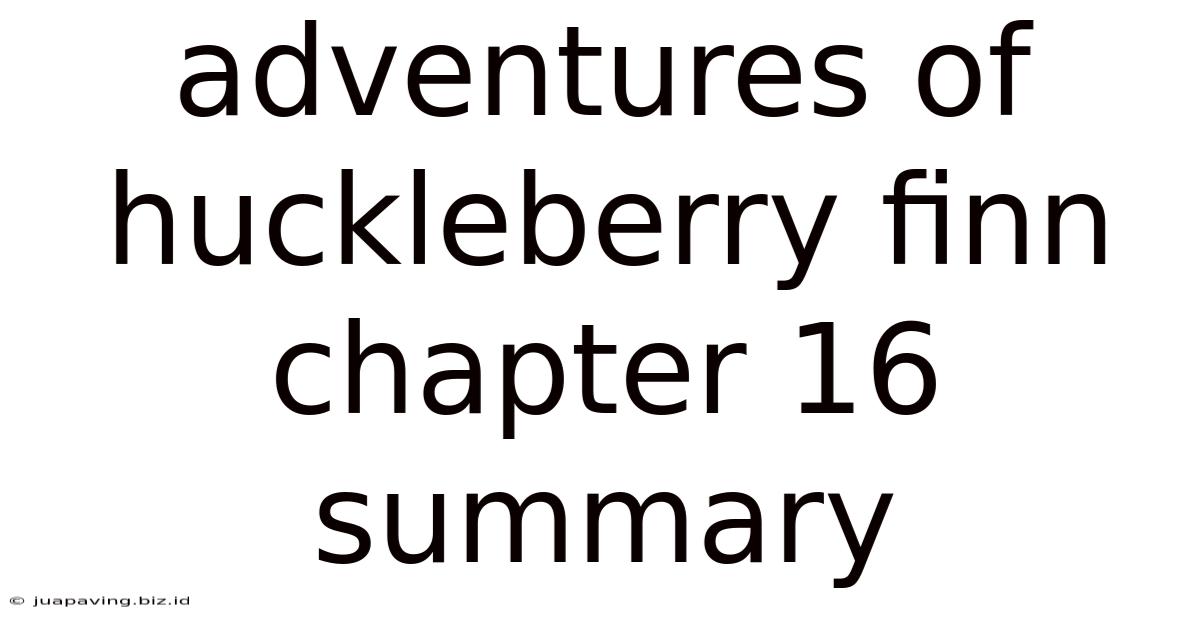 Adventures Of Huckleberry Finn Chapter 16 Summary
