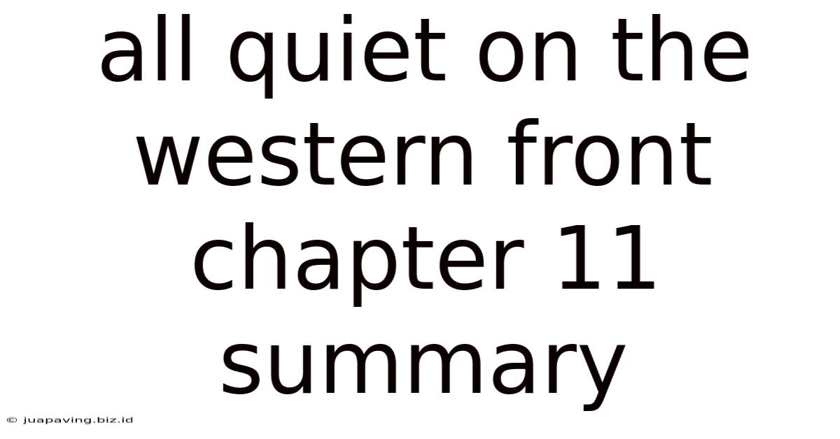 All Quiet On The Western Front Chapter 11 Summary