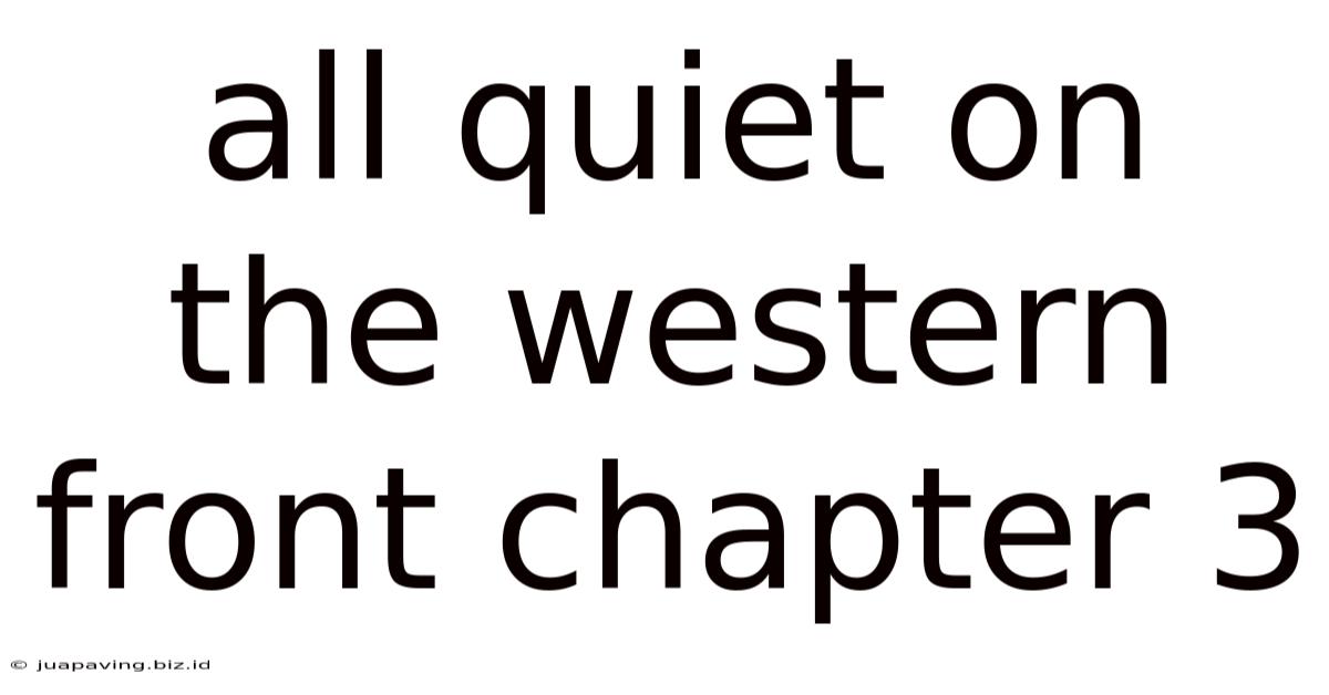 All Quiet On The Western Front Chapter 3