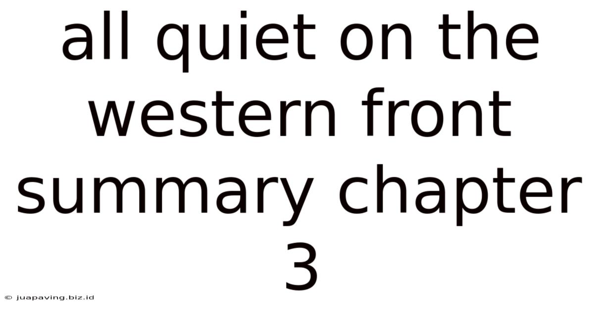 All Quiet On The Western Front Summary Chapter 3