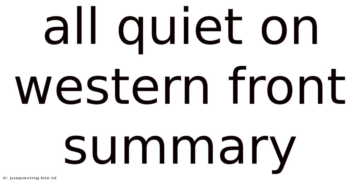 All Quiet On Western Front Summary