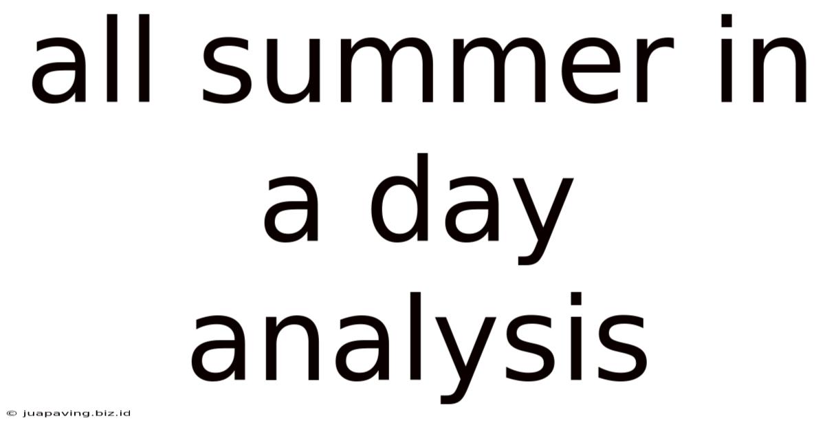 All Summer In A Day Analysis