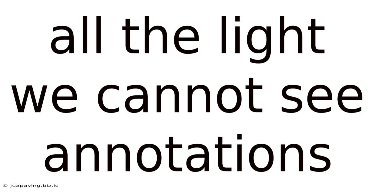 All The Light We Cannot See Annotations