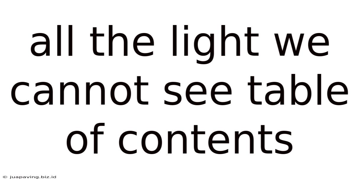 All The Light We Cannot See Table Of Contents