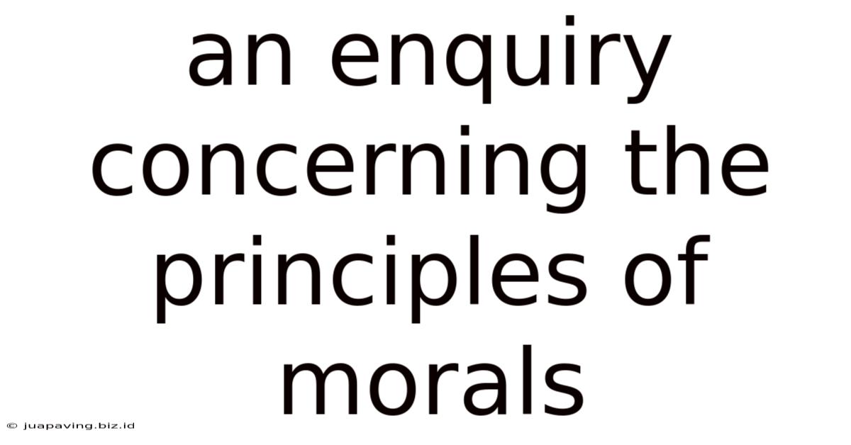 An Enquiry Concerning The Principles Of Morals