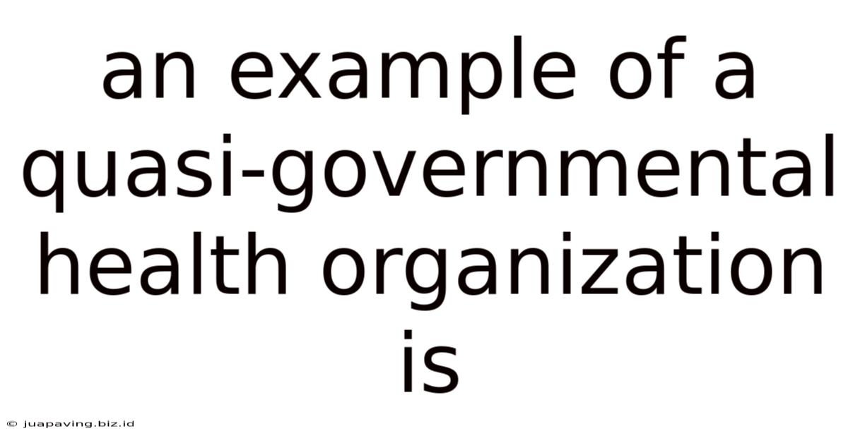 An Example Of A Quasi-governmental Health Organization Is