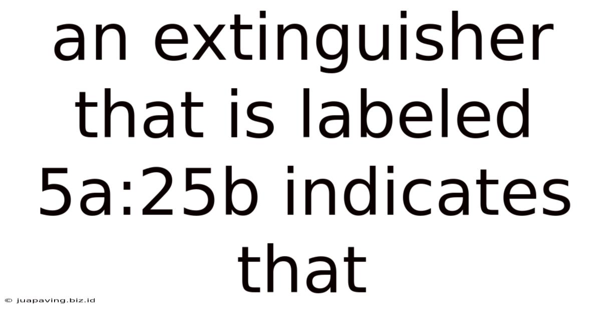 An Extinguisher That Is Labeled 5a:25b Indicates That