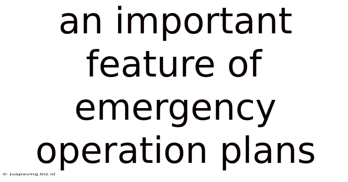 An Important Feature Of Emergency Operation Plans