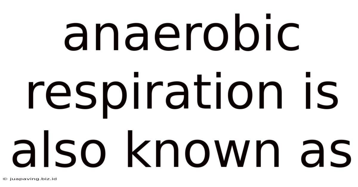 Anaerobic Respiration Is Also Known As