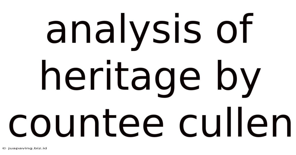 Analysis Of Heritage By Countee Cullen