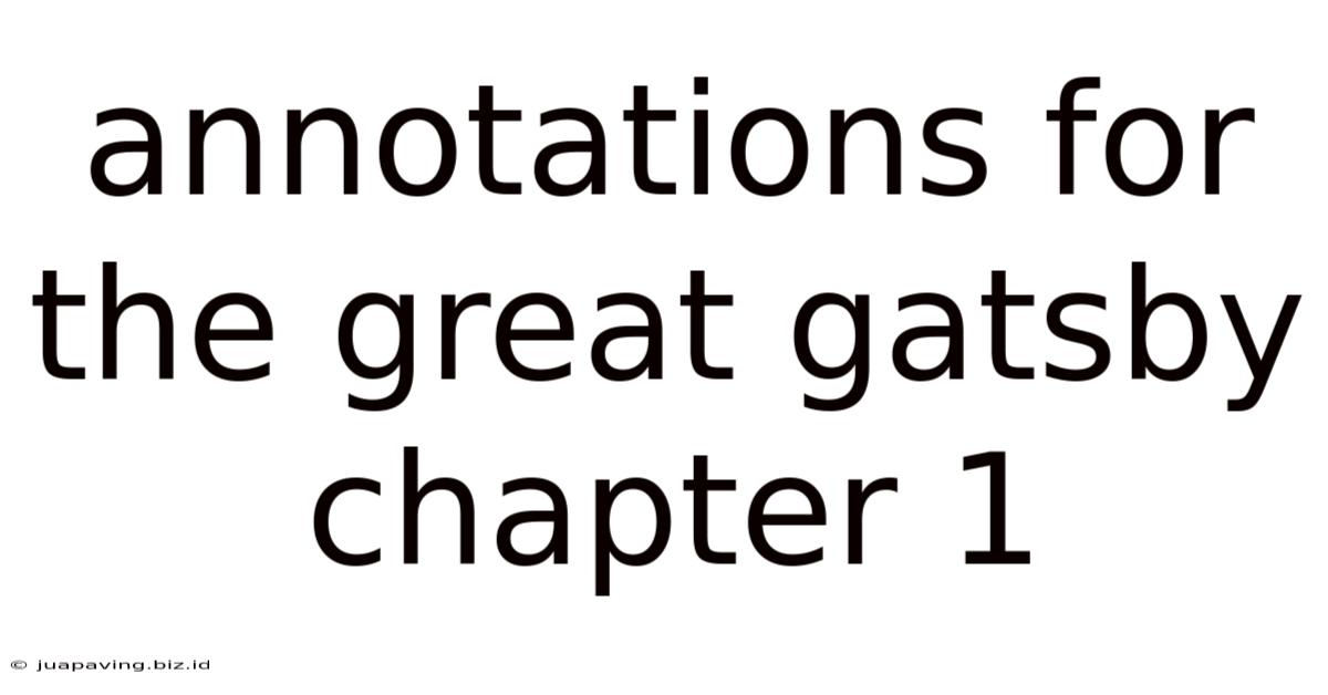 Annotations For The Great Gatsby Chapter 1