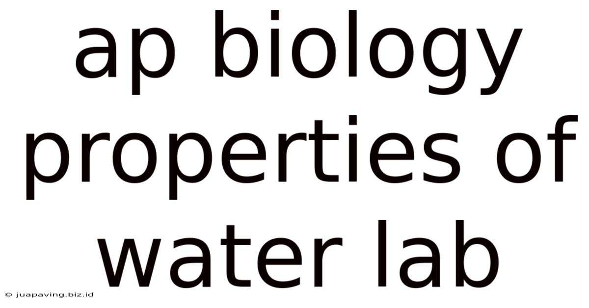 Ap Biology Properties Of Water Lab