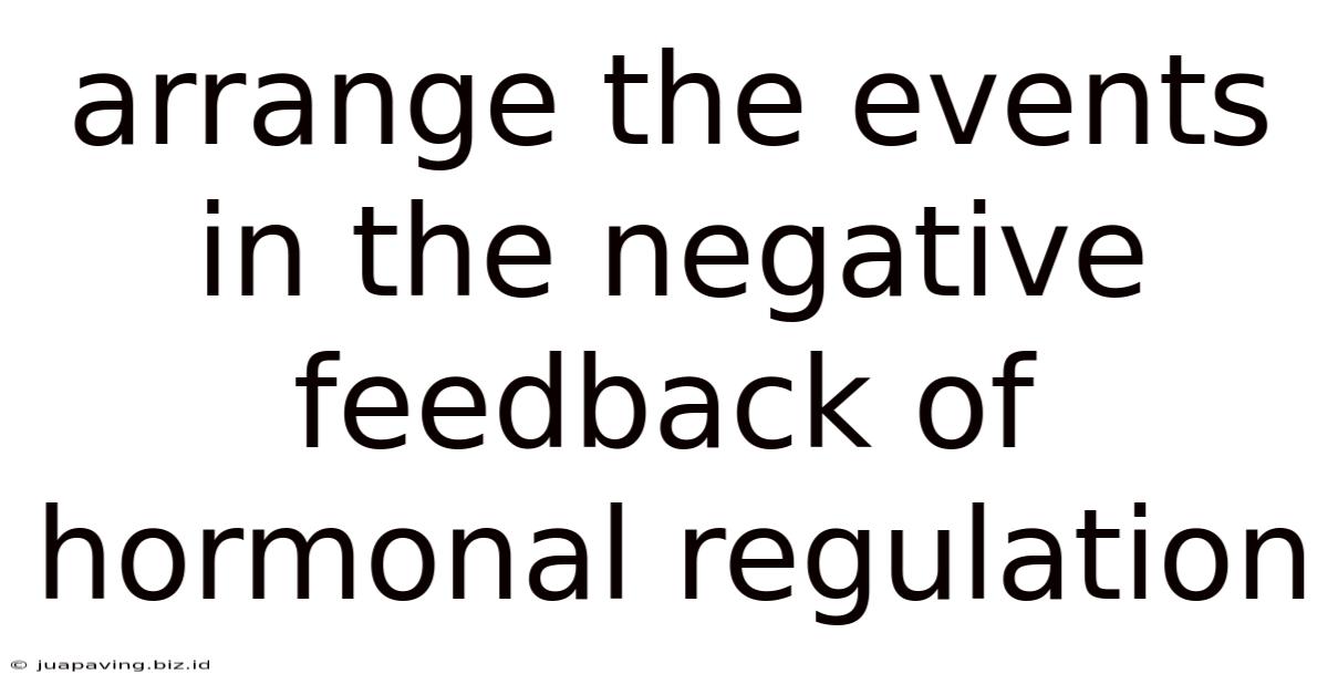 Arrange The Events In The Negative Feedback Of Hormonal Regulation