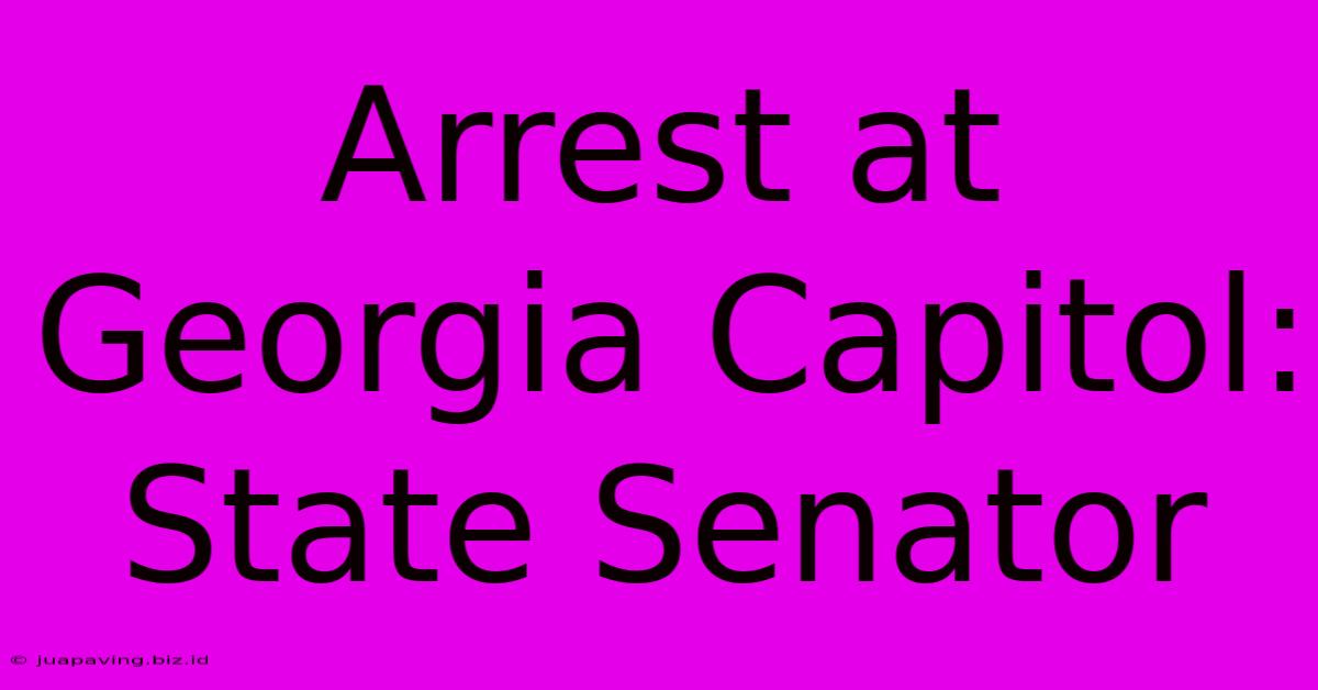 Arrest At Georgia Capitol: State Senator