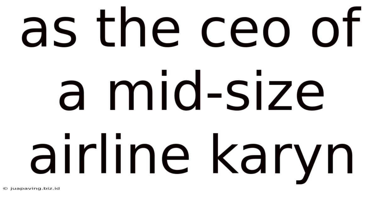 As The Ceo Of A Mid-size Airline Karyn
