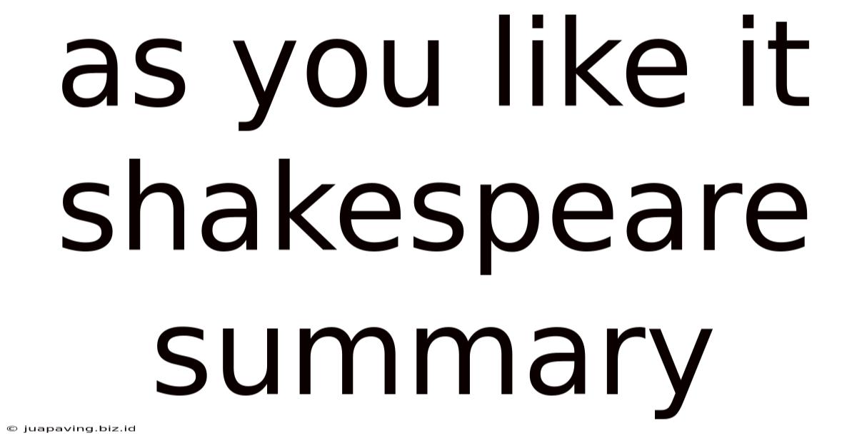As You Like It Shakespeare Summary